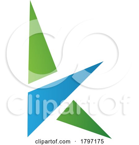 Green and Blue Letter K Icon with Triangles by cidepix