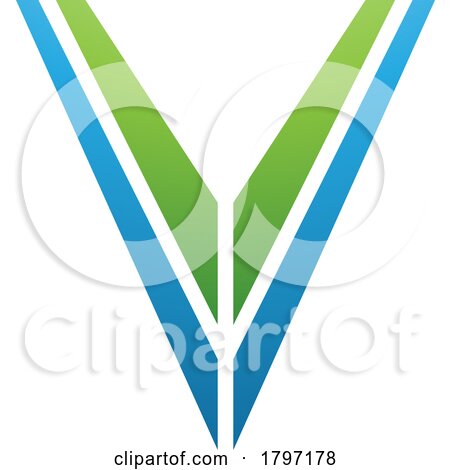 Green and Blue Striped Shaped Letter V Icon by cidepix