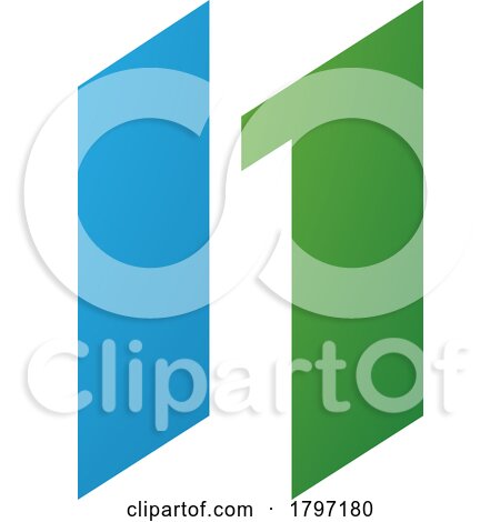 Green and Blue Letter N Icon with Parallelograms by cidepix