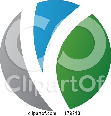 Green and Blue Letter O Icon with a V Shape by cidepix