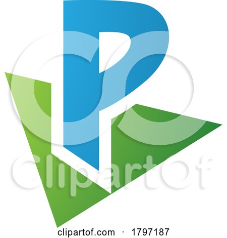 Green and Blue Letter P Icon with a Triangle by cidepix