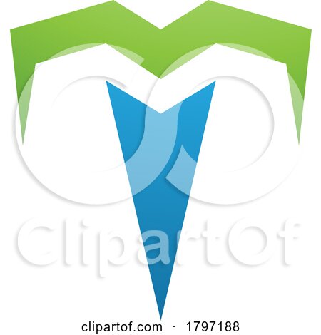 Green and Blue Letter T Icon with Pointy Tips by cidepix