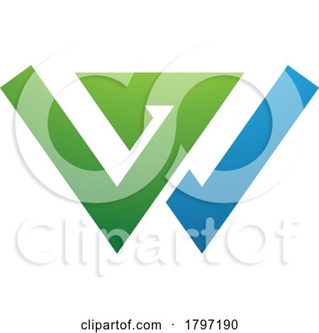 Green and Blue Letter W Icon with Intersecting Lines by cidepix