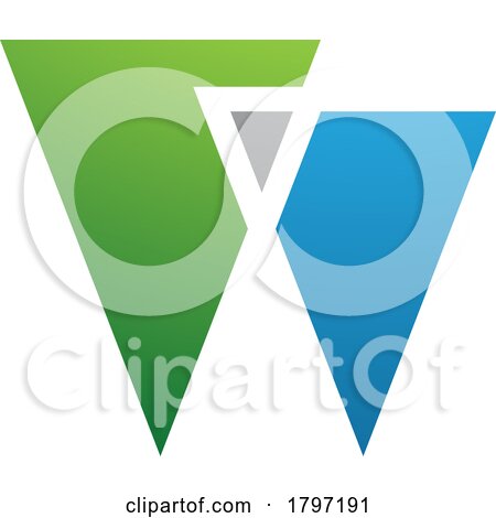 Green and Blue Letter W Icon with Triangles by cidepix