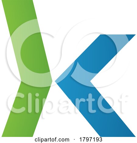 Green and Blue Lowercase Arrow Shaped Letter K Icon by cidepix