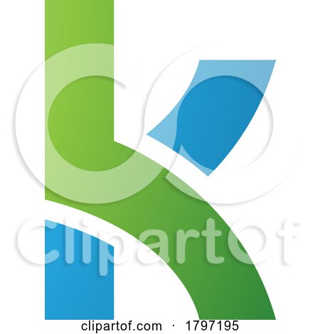 Green and Blue Lowercase Letter K Icon with Overlapping Paths by cidepix