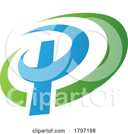 Green and Blue Oval Shaped Letter P Icon by cidepix