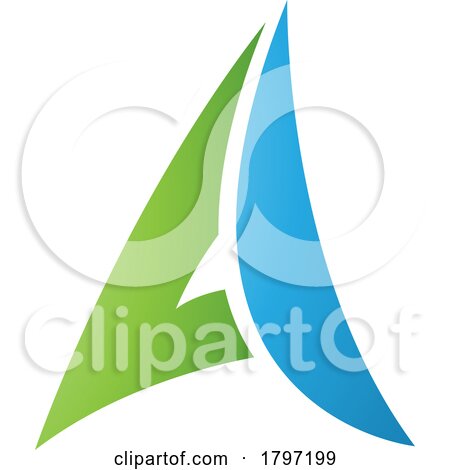 Green and Blue Paper Plane Shaped Letter a Icon by cidepix
