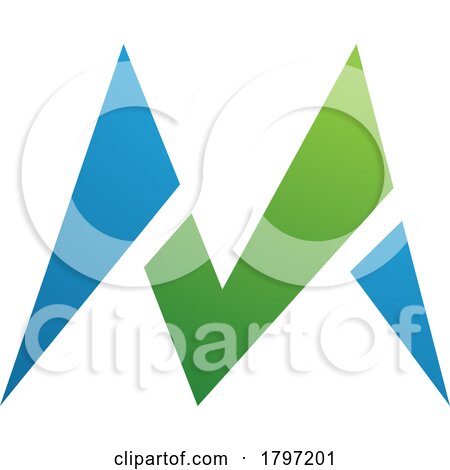 Green and Blue Pointy Tipped Letter M Icon by cidepix