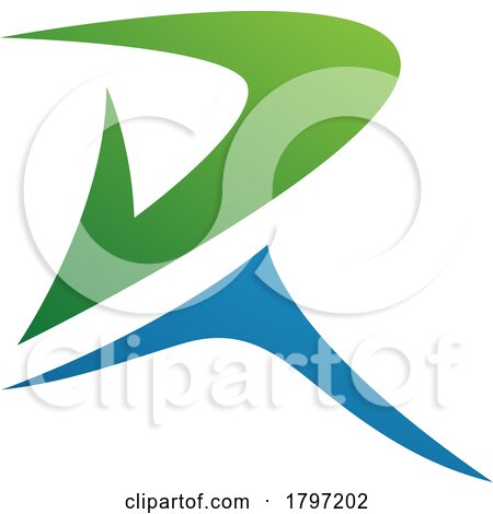 Green and Blue Pointy Tipped Letter R Icon by cidepix
