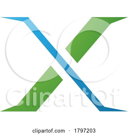Green and Blue Pointy Tipped Letter X Icon by cidepix
