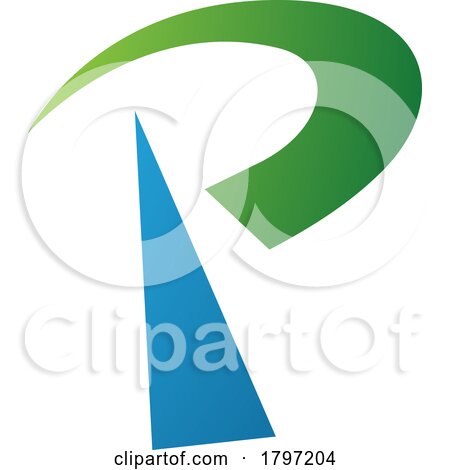 Green and Blue Radio Tower Shaped Letter P Icon by cidepix