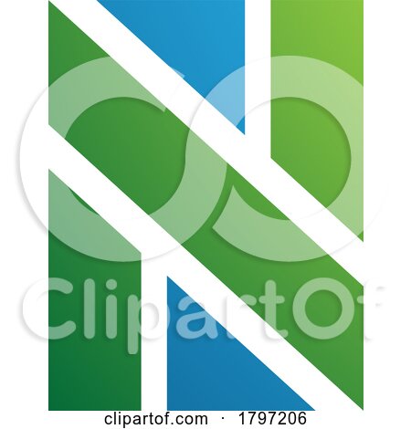 Green and Blue Rectangle Shaped Letter N Icon by cidepix