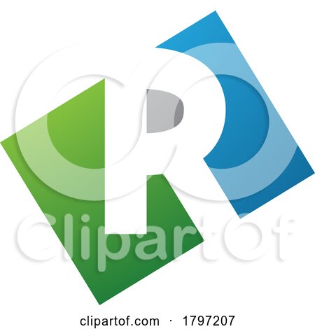 Green and Blue Rectangle Shaped Letter R Icon by cidepix