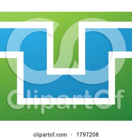 Green and Blue Rectangle Shaped Letter U Icon by cidepix