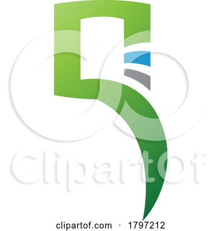 Green and Blue Square Shaped Letter Q Icon by cidepix