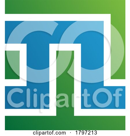 Green and Blue Square Shaped Letter N Icon by cidepix
