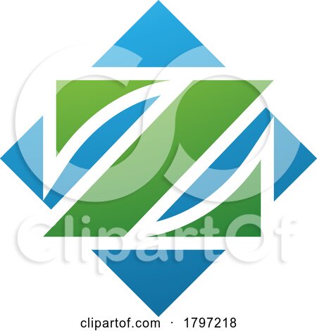 Green and Blue Square Diamond Shaped Letter Z Icon by cidepix