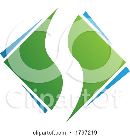 Green and Blue Square Diamond Shaped Letter S Icon by cidepix