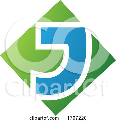 Green and Blue Square Diamond Shaped Letter J Icon by cidepix