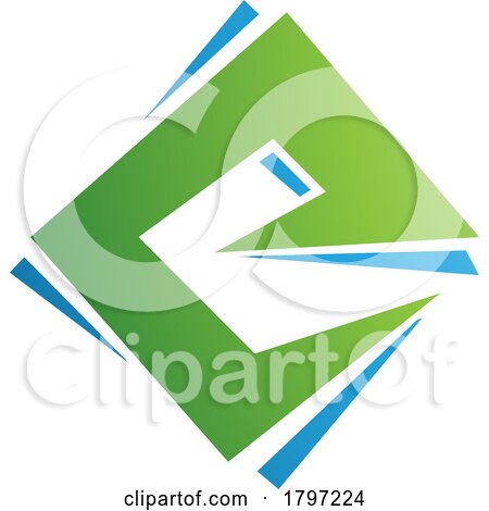 Green and Blue Square Diamond Letter E Icon by cidepix