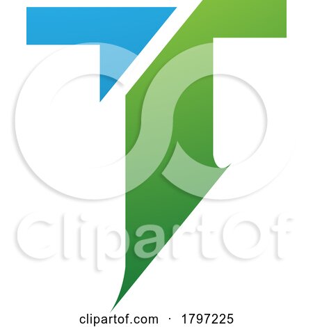 Green and Blue Split Shaped Letter T Icon by cidepix