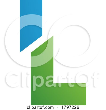 Green and Blue Split Shaped Letter L Icon by cidepix