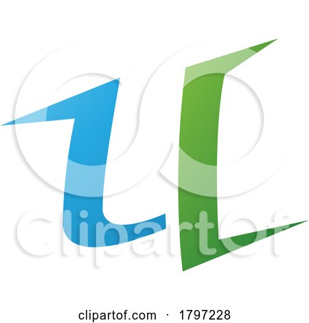 Green and Blue Spiky Shaped Letter U Icon by cidepix