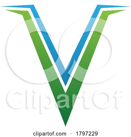 Green and Blue Spiky Shaped Letter V Icon by cidepix