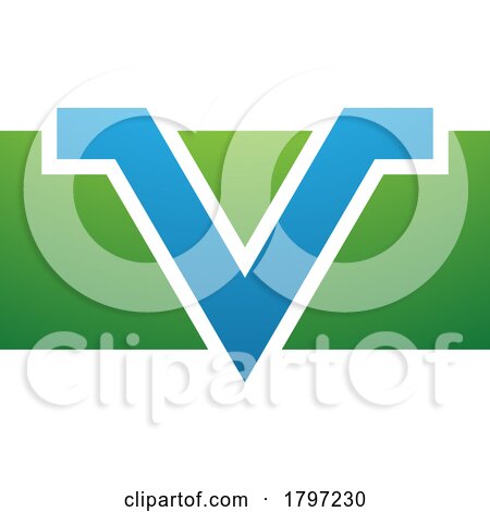 Green and Blue Rectangle Shaped Letter V Icon by cidepix