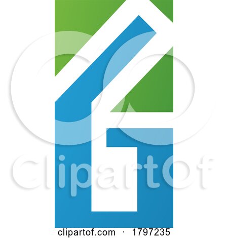 Green and Blue Rectangular Letter G or Number 6 Icon by cidepix
