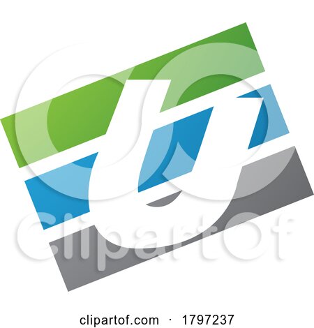 Green and Blue Rectangular Shaped Letter U Icon by cidepix