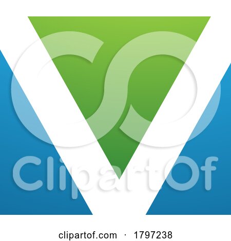 Green and Blue Rectangular Shaped Letter V Icon by cidepix