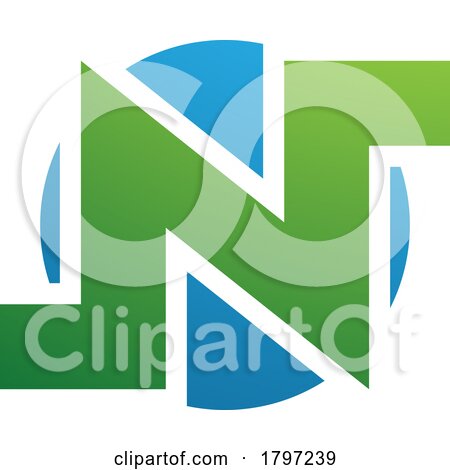 Green and Blue Round Bold Letter N Icon by cidepix