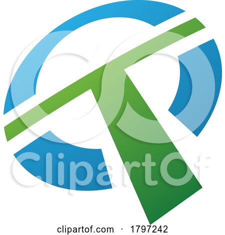 Green and Blue Round Shaped Letter T Icon by cidepix