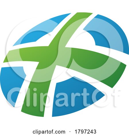 Green and Blue Round Shaped Letter X Icon by cidepix