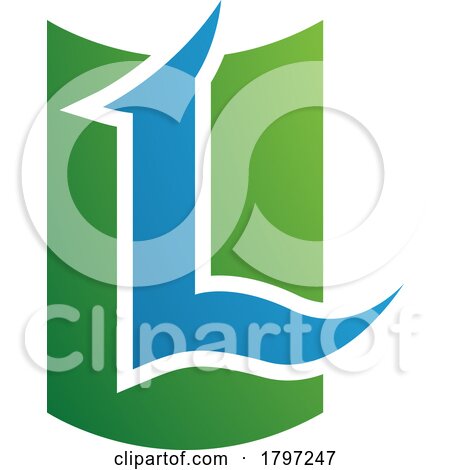 Green and Blue Shield Shaped Letter L Icon by cidepix