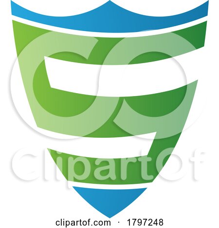 Green and Blue Shield Shaped Letter S Icon by cidepix