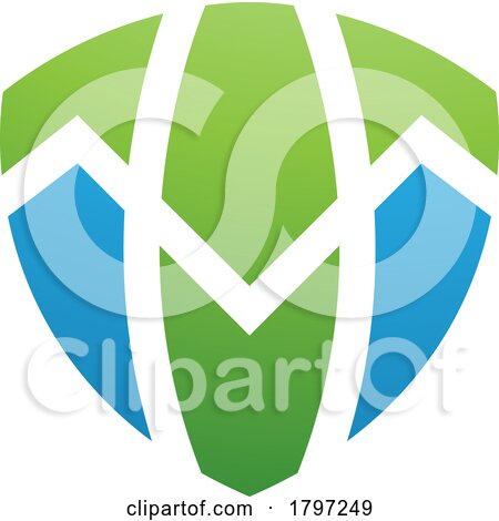 Green and Blue Shield Shaped Letter T Icon by cidepix