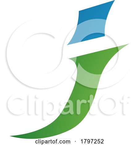 Green and Blue Spiky Italic Letter J Icon by cidepix