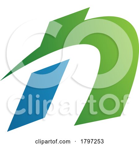 Green and Blue Spiky Italic Letter N Icon by cidepix