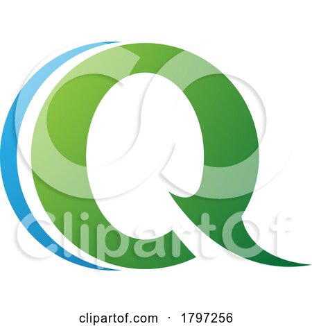 Green and Blue Spiky Round Shaped Letter Q Icon by cidepix