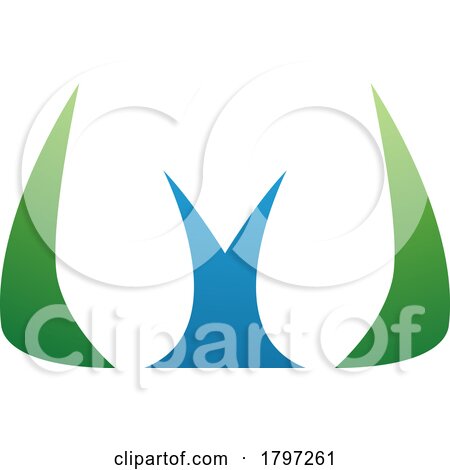 Green and Blue Horn Shaped Letter W Icon by cidepix