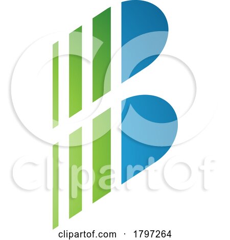 Green and Blue Letter B Icon with Vertical Stripes by cidepix
