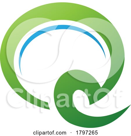 Green and Blue Hook Shaped Letter Q Icon by cidepix