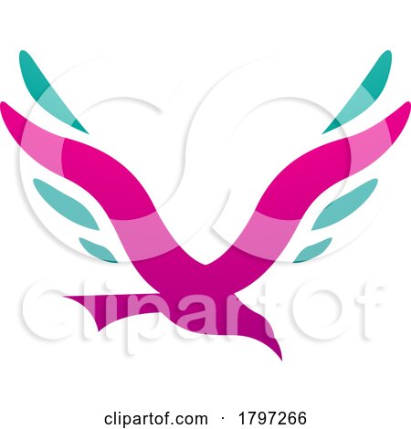 Magenta and Green Bird Shaped Letter V Icon by cidepix
