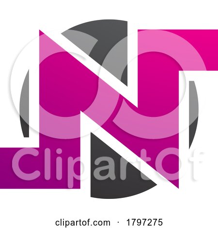 Magenta and Black Round Bold Letter N Icon by cidepix