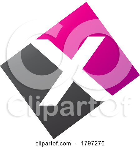 Magenta and Black Rectangle Shaped Letter X Icon by cidepix