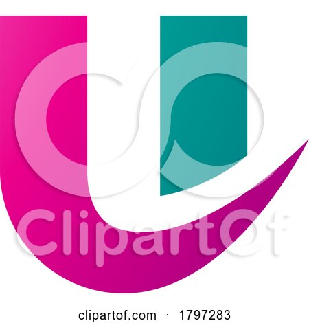 Magenta and Green Bold Curvy Shaped Letter U Icon by cidepix