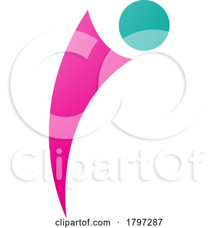 Magenta and Green Bowing Person Shaped Letter I Icon by cidepix